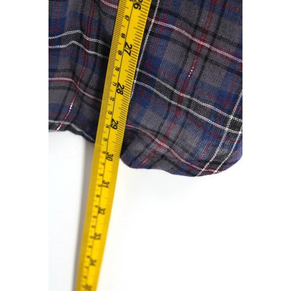 Mo:vint By Anthropologie Shirt Women Purple Plaid Button Down 3/4 Sleeve Small S - Picture 10 of 10